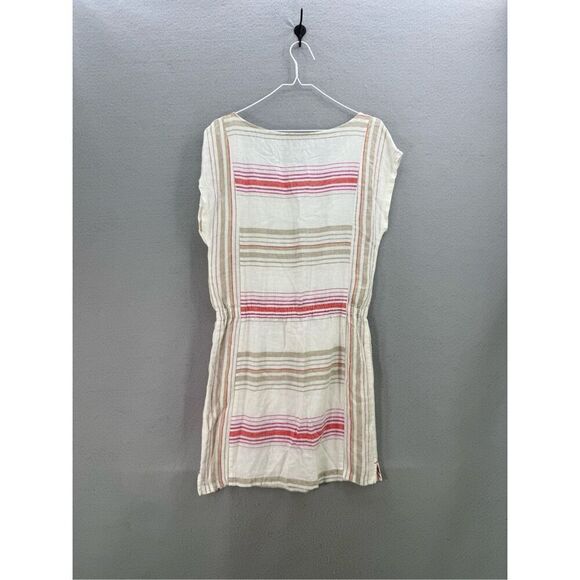 Ann Taylor Loft Womens Cream Red Striped Linen Blend Blouson Mini Dress Size XS - Picture 8 of 8